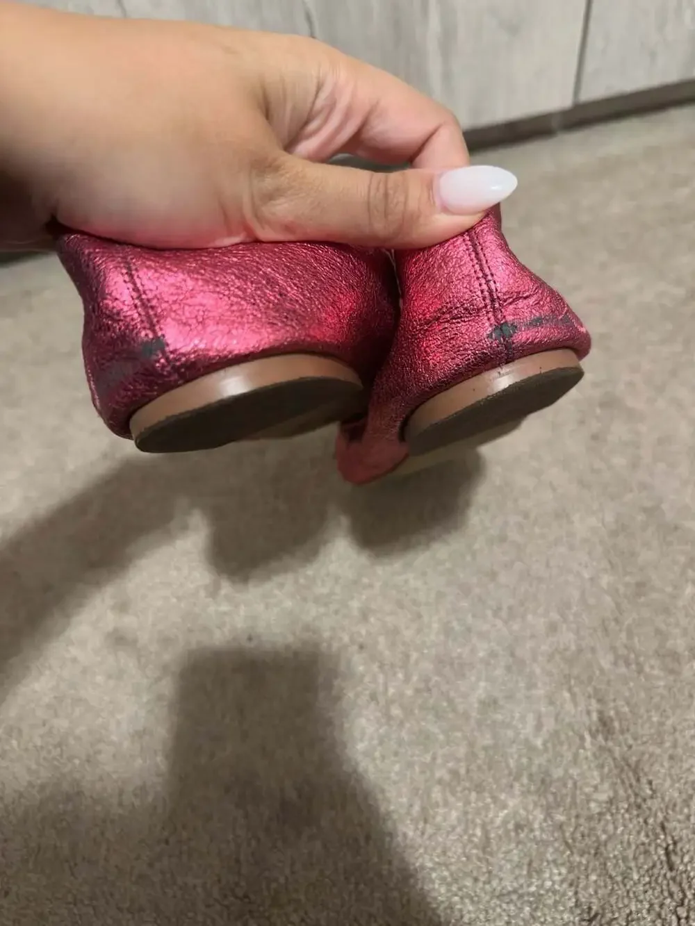 Sam Edelman Felicia Metallic Fuchsia Pink Leather Ballet Flats